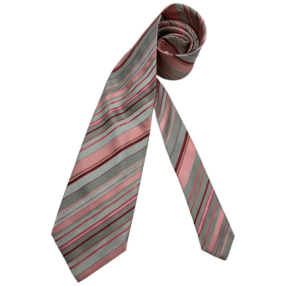 JOOP! Gray/Pink Striped Silk LUXURY Tie ITALY